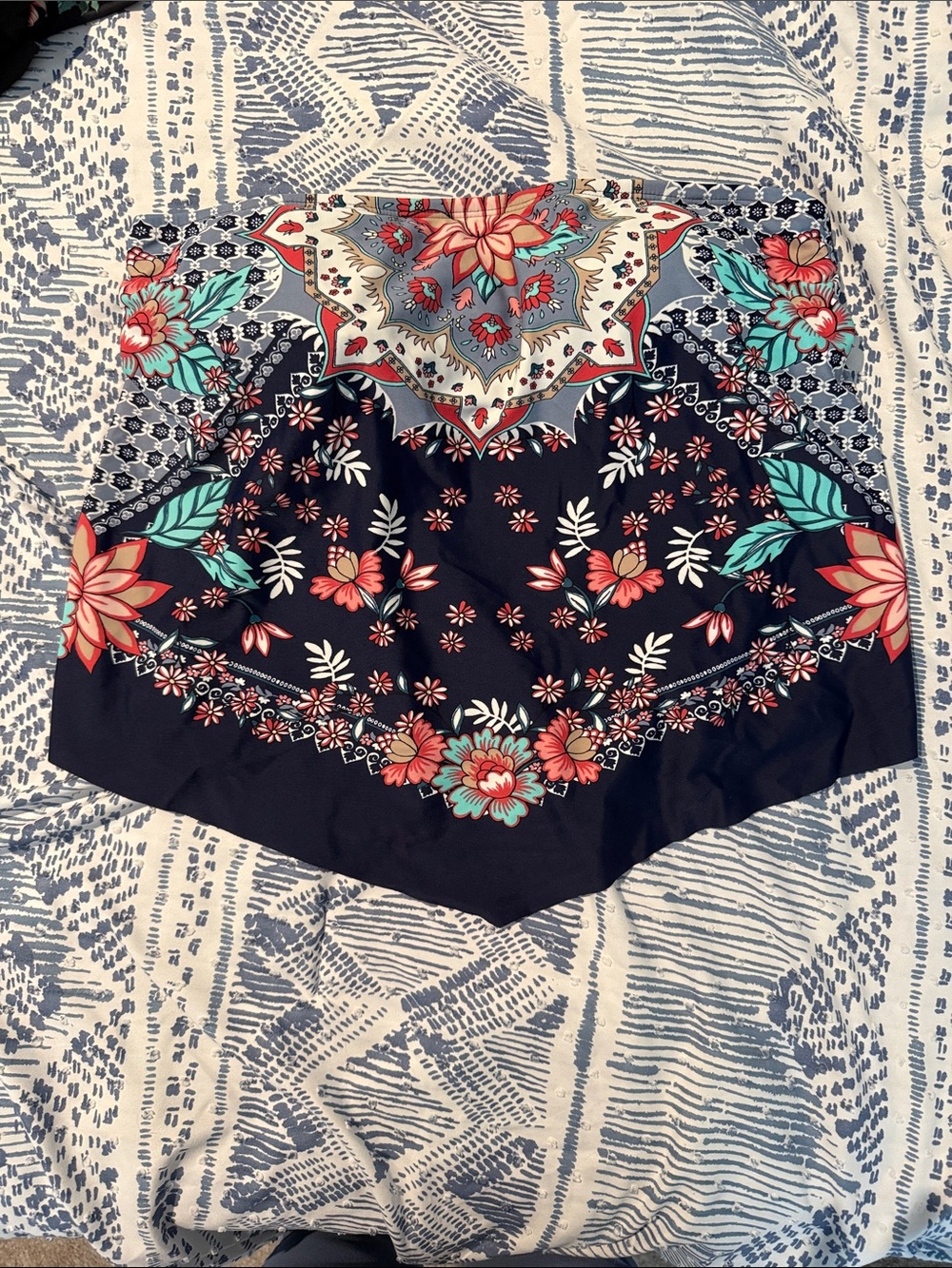 Floral Navy Strapless Swim Top